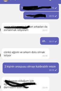 "Bunla tanıştık herşey güzel giderken hep cinselik konuşamayız diyip ciddi ilişki lazım diyip engel attı"